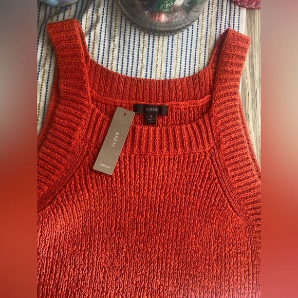 J.Crew Shirt Womens Small Orange Chunky Knit Cotton Pullover Sz Small NWT - Picture 5 of 8